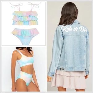 Matching swimsuits Infamous Swim Fairy Floss set & Ride or Die Jacket